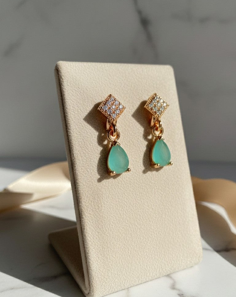 Turquoise Teardrop Gold-Plated Drop Earrings