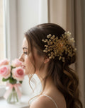 Gold Crystal Flower Hair Accessory