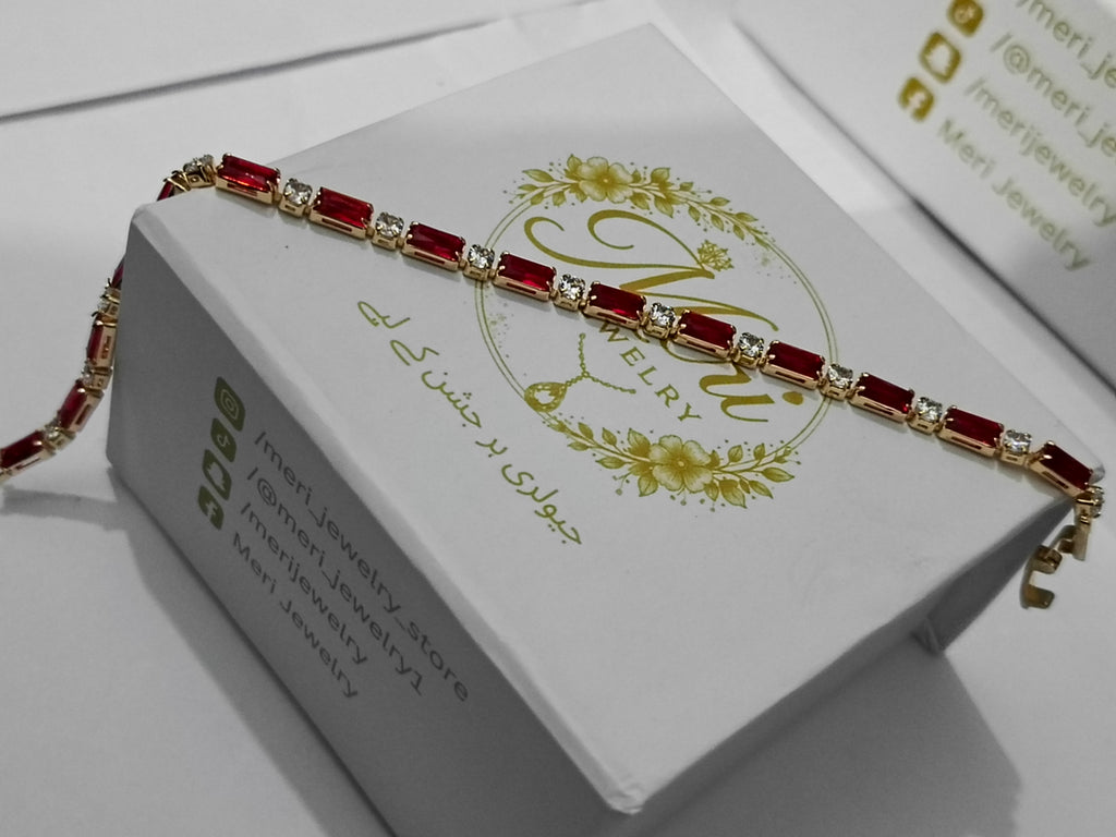 Elegant Ruby Red Crystal Tennis Bracelet
