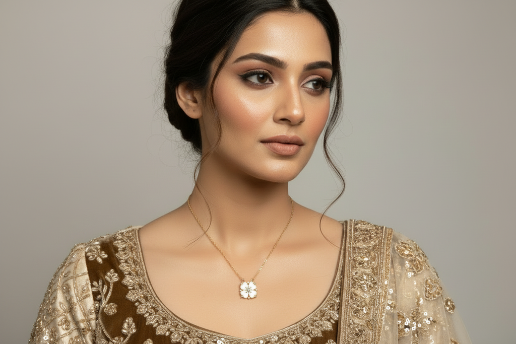 Clover Pendant Necklace - Festive Close-Up