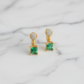 Emerald Green Gold-Plated Drop Earrings