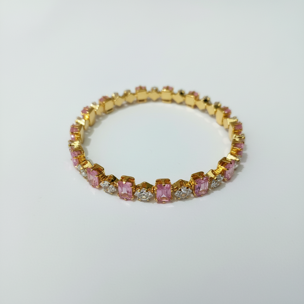 Rose pink crystal bracelet enhanced product photo
