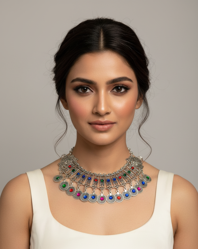 Multicolor Gemstone Statement Necklace