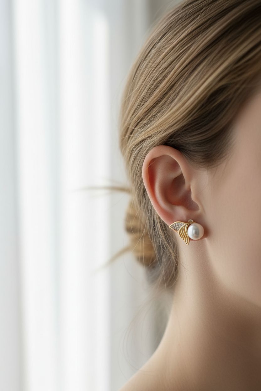 Pearl earrings lifestyle shot