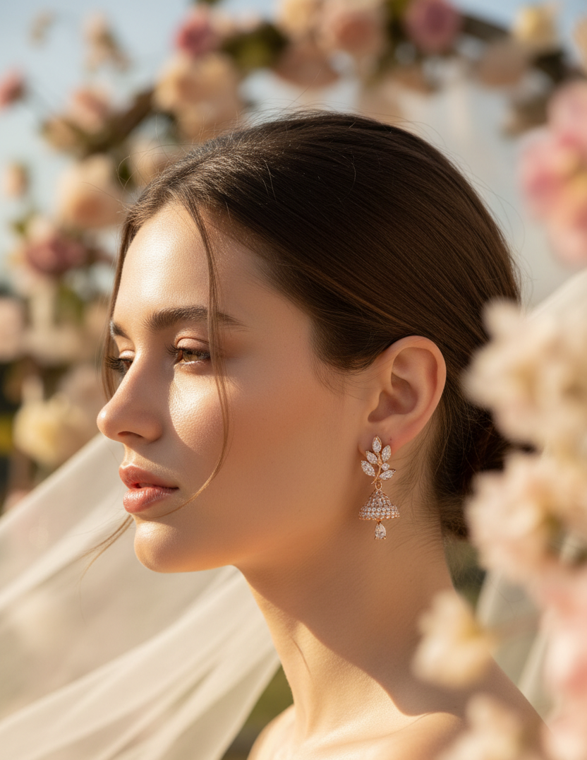 Crystal Leaf Drop Earrings